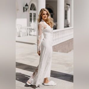 Monique Pearl Beaded Maxi Bridal Robe + Slip